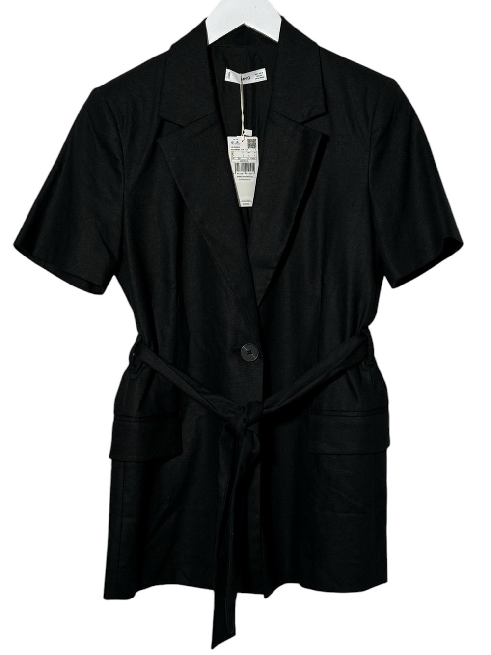 MANGO Belted Linen Short Sleeve Blazer NWT Size Small - Picture 3 of 7